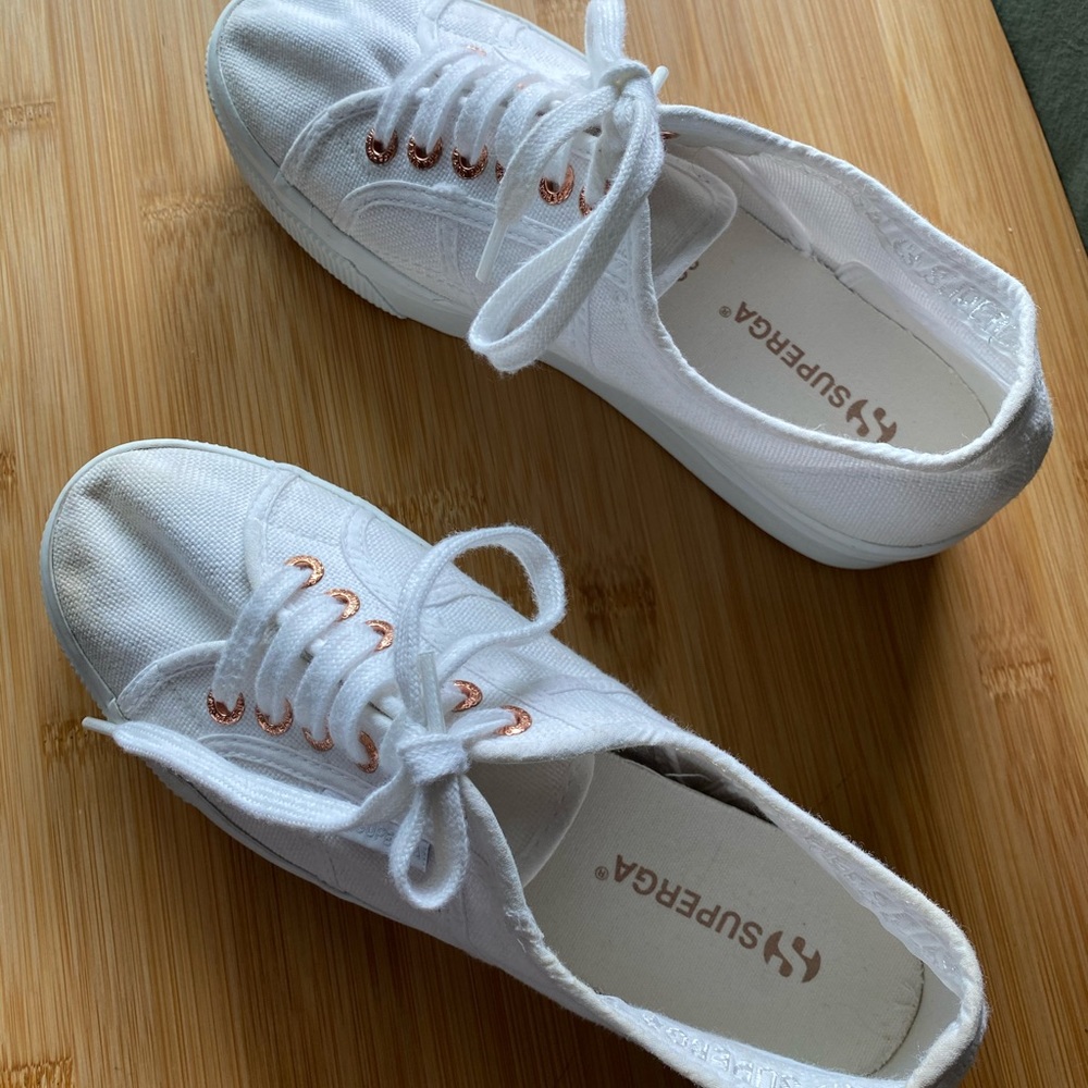 Superga white platform sneakers